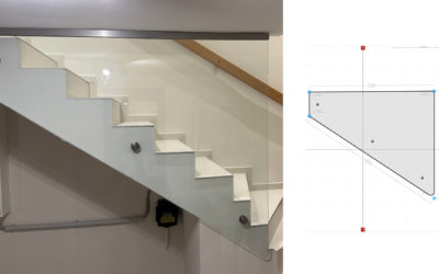 Glasbrüstung mit Schräge und Rundung